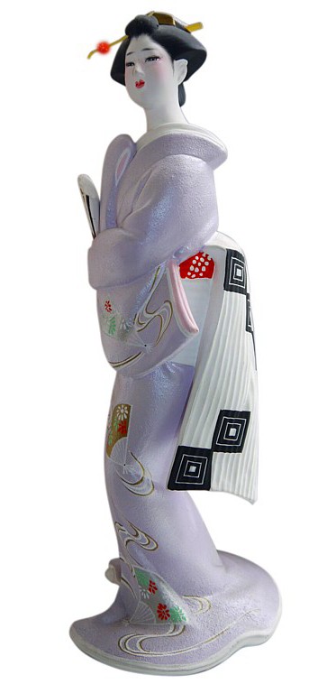 японская статуэтка Девушка с веером, керамика, мастеские Хаката, 1960-е гг.