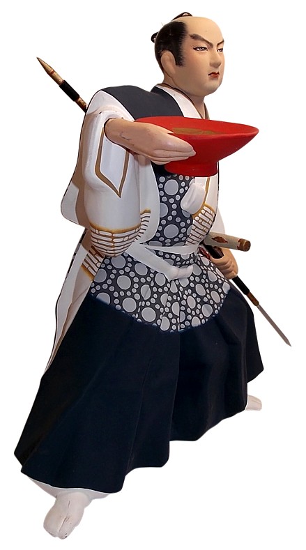 Самурай, керамическая старинная статэтка Хаката, Япония, 1950-е гг.