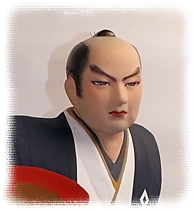 самурай с копьем, японская статуэтка из керамики