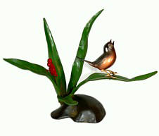 японская кабинетная скульптура в виде Поющей Птички