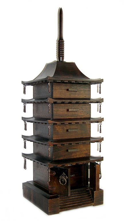 японский антиквариат: шкафчик для коллекций в виде ПАГОДЫ, 1930-е гг.